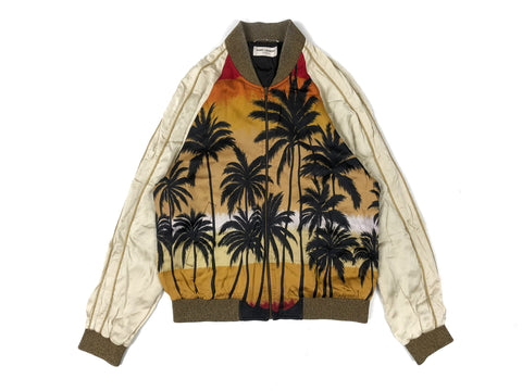 Saint Laurent Sunset Printed Satin Bomber Jacket 2016